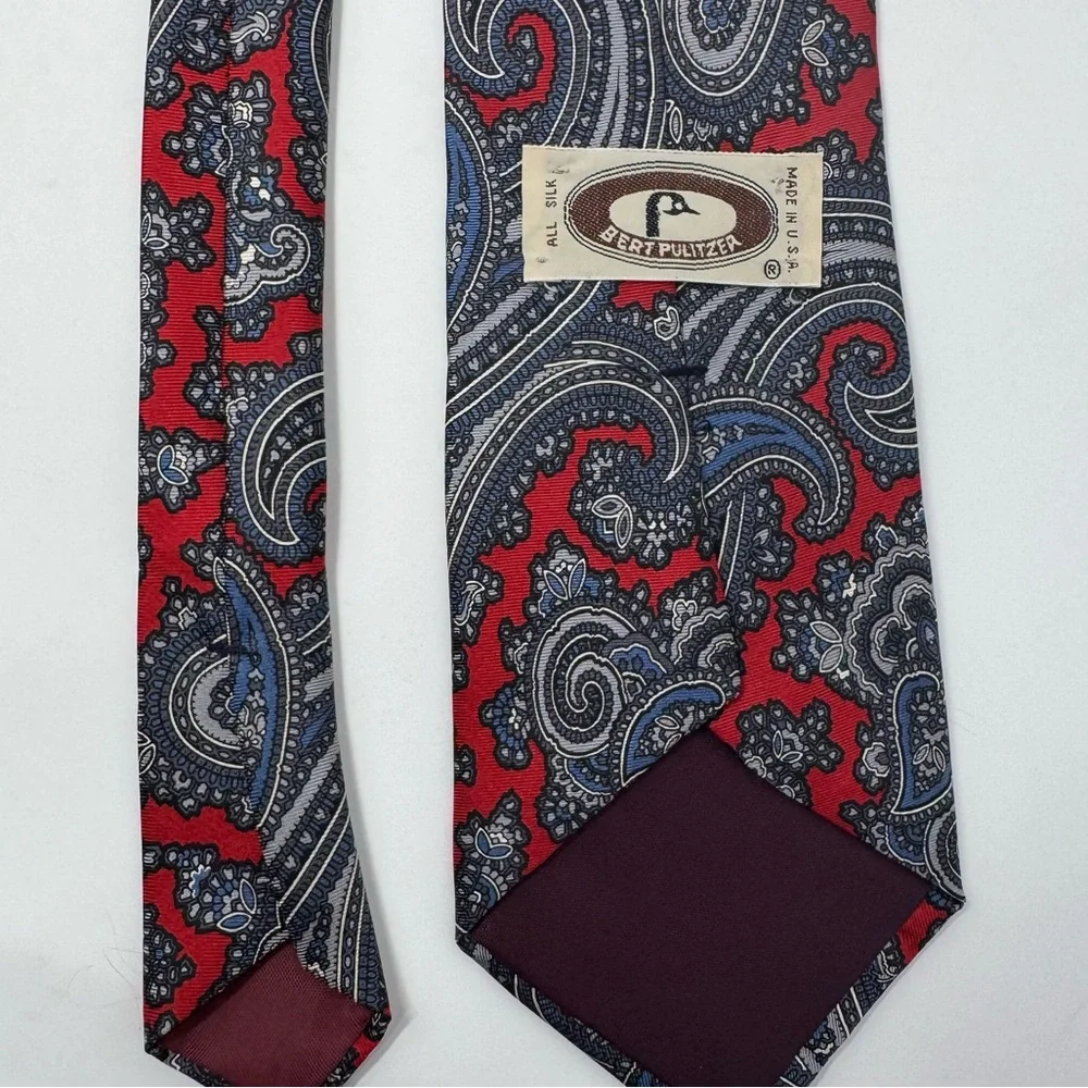 Vintage Bert Pulitzer Paisley Silk Neck Tie, preppy, classic, retro, work office